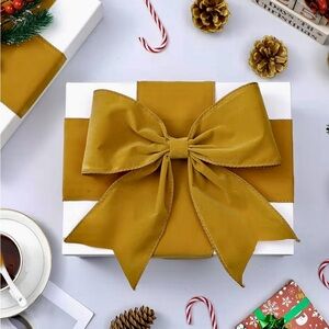 Vintage Khaki Velvet Wide Ribbon Wire Edge 2.5” 60 yards Christmas Crafts Bows